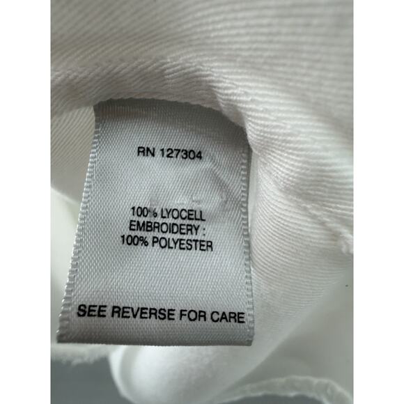 John Mark Women's Off White Floral Embroidered Shirt Dress Medium Country Chic - Picture 9 of 13